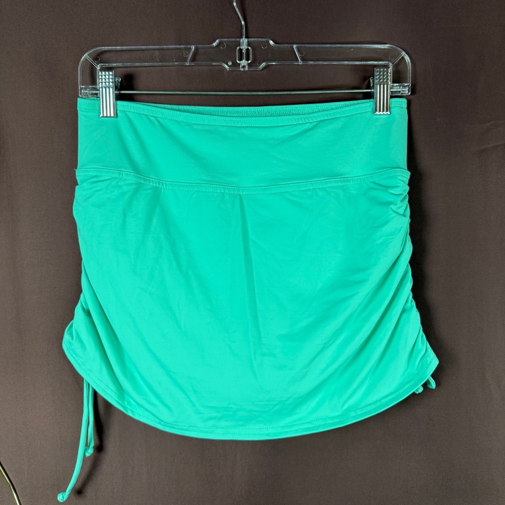 Lands' End Women's 2 Tummy Control UPF 50 Ruched-Side Swim Skirt Island Aqua‎ View 5